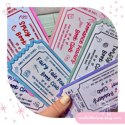 Book Club Bookmark Lifetime Readers Club Ticket Collection | Bookish Accessories