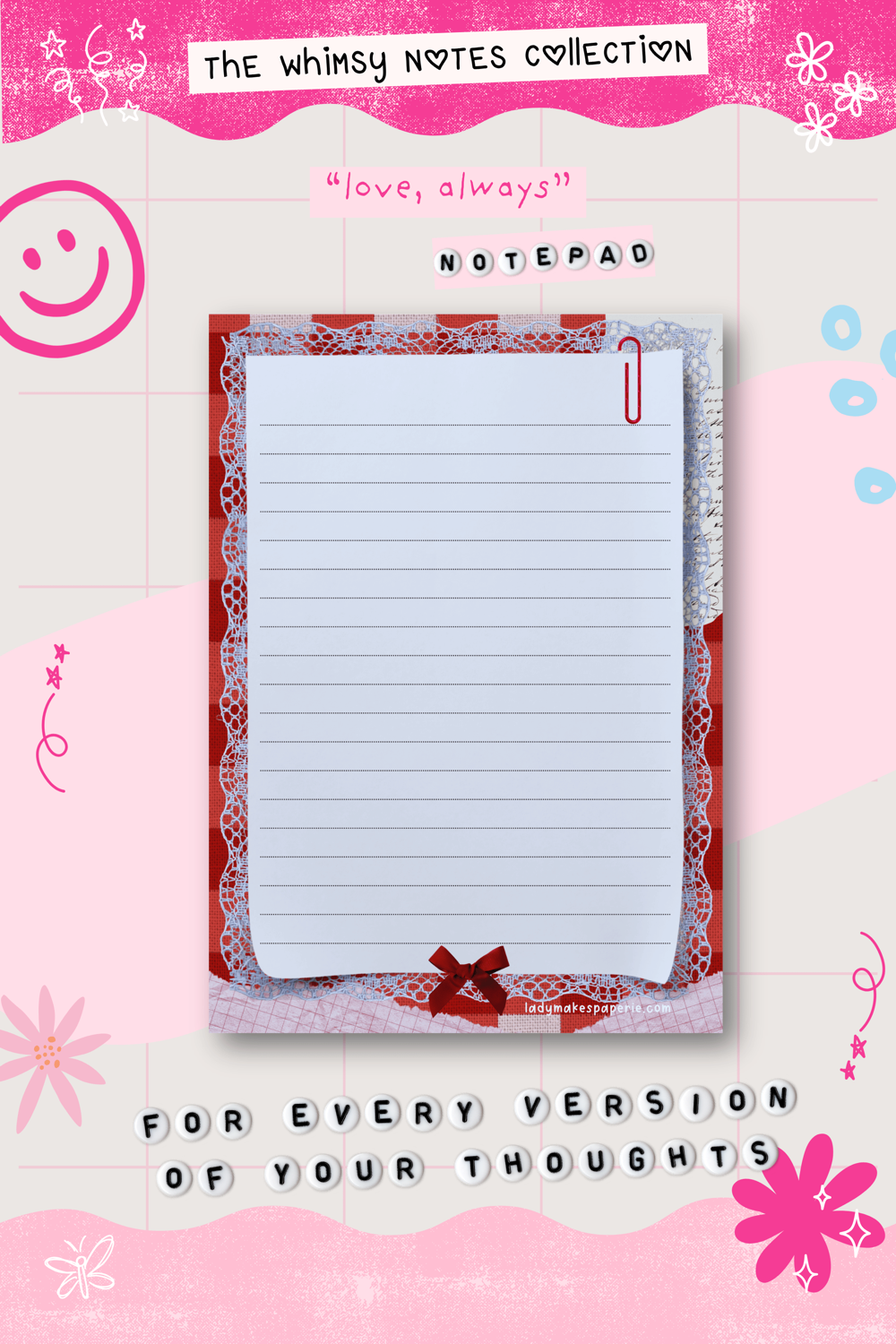 Whimsy Notes Notepad Collection – Scrapbook Style Aesthetic Stationery