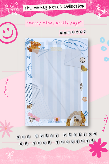 Whimsy Notes Notepad Collection – Scrapbook Style Aesthetic Stationery