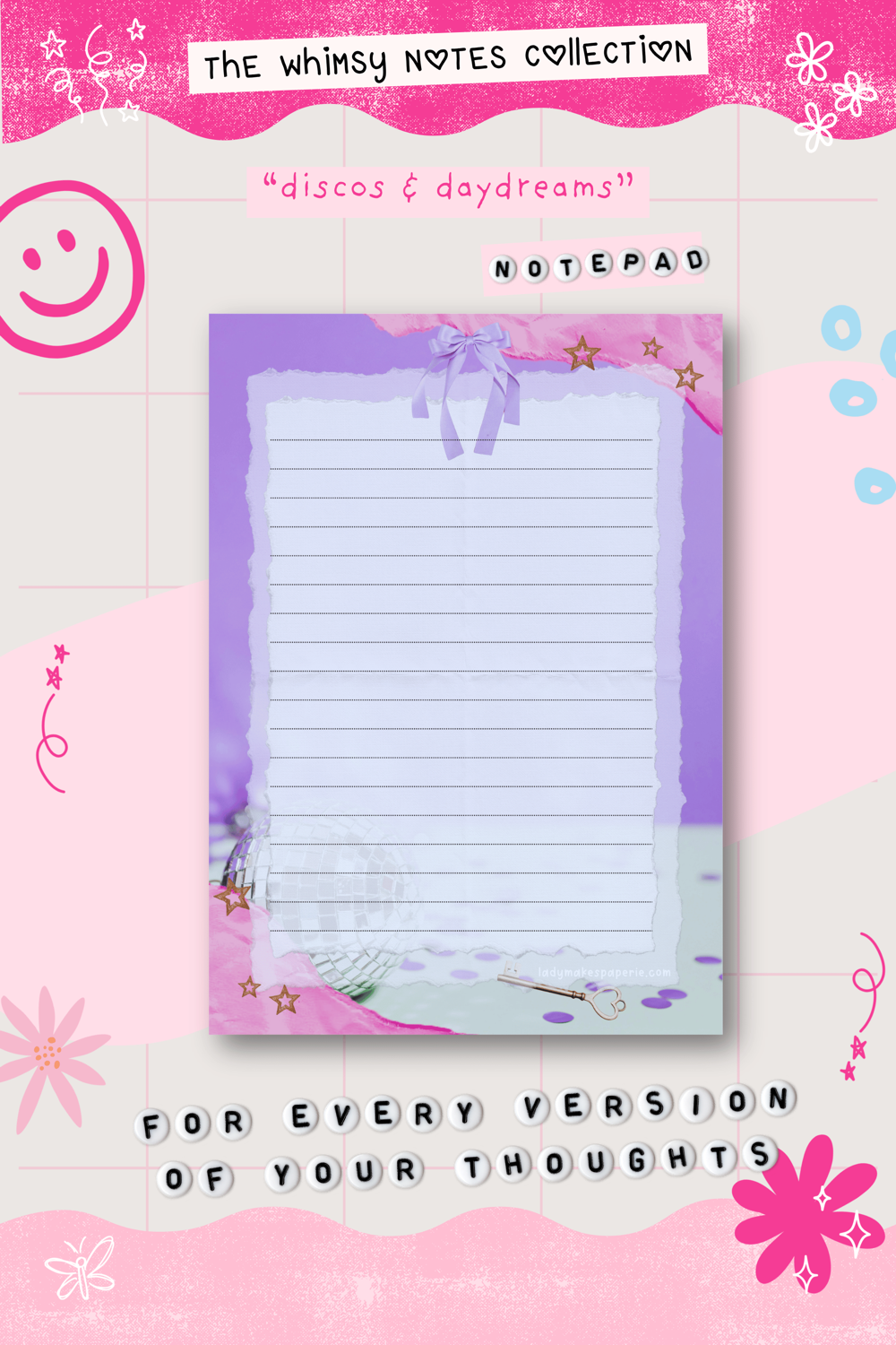Whimsy Notes Notepad Collection – Scrapbook Style Aesthetic Stationery