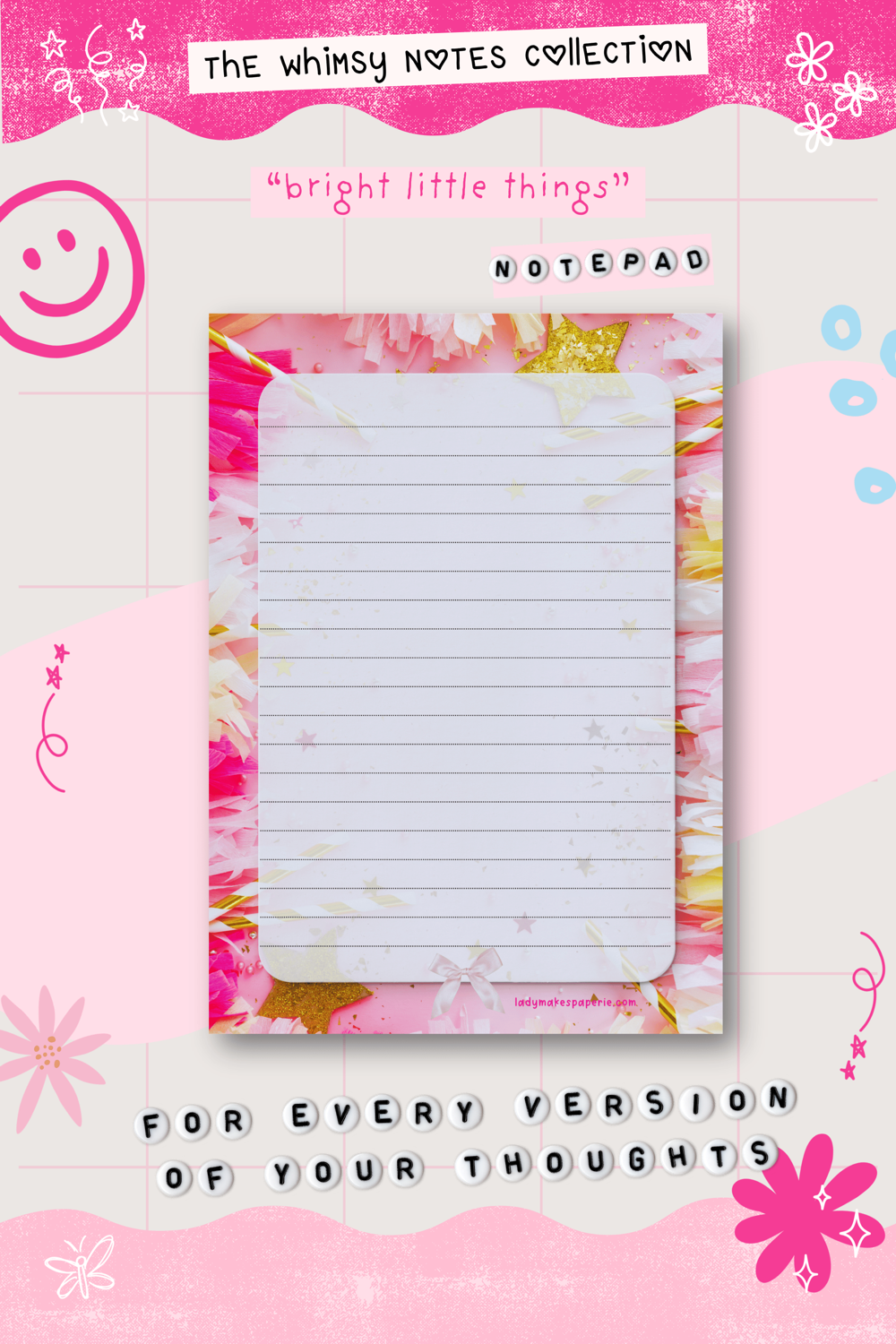 Whimsy Notes Notepad Collection – Scrapbook Style Aesthetic Stationery