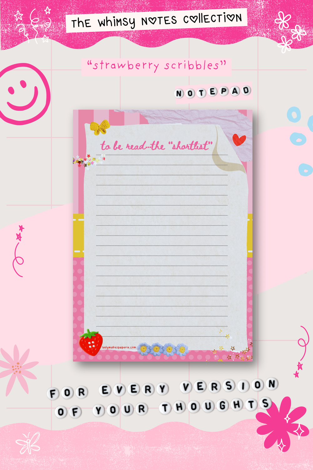 Whimsy Notes Notepad Collection – Scrapbook Style Aesthetic Stationery